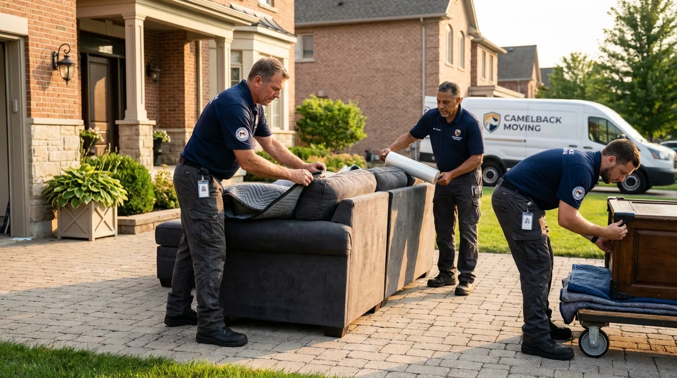 Large estate moving crew wrapping furniture in Marengo, IL